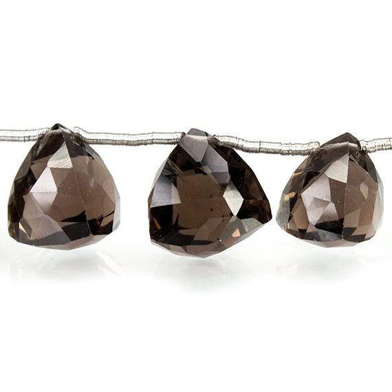 Smoky Quartz Top Drilled Faceted Trillion Beads, 7 inch, 8x8x8-10x10x10mm, 15 pieces
