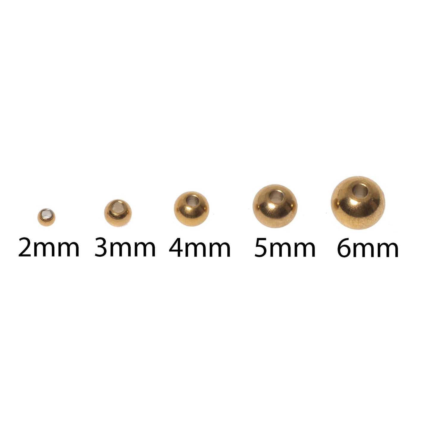 Beads For Jewelry - Non Tarnish - 2mm, 3mm, 4mm, 5mm & 6mm - Per Piece