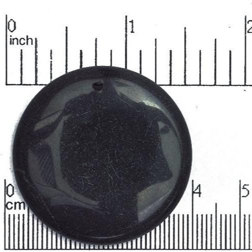 38mm Black Jasper Puffy Disc Pendant - Drilled - Semi Precious Stone - Sold by the Piece - SP688
