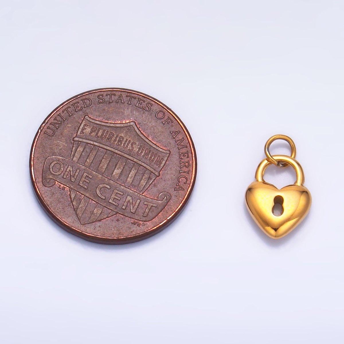 Stainless Steel 10.5mm Heart Key Padlock Charm | P1447