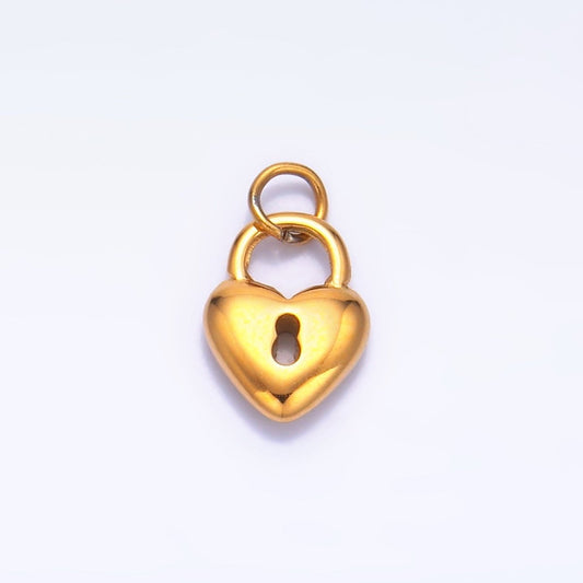 Stainless Steel 10.5mm Heart Key Padlock Charm | P1447