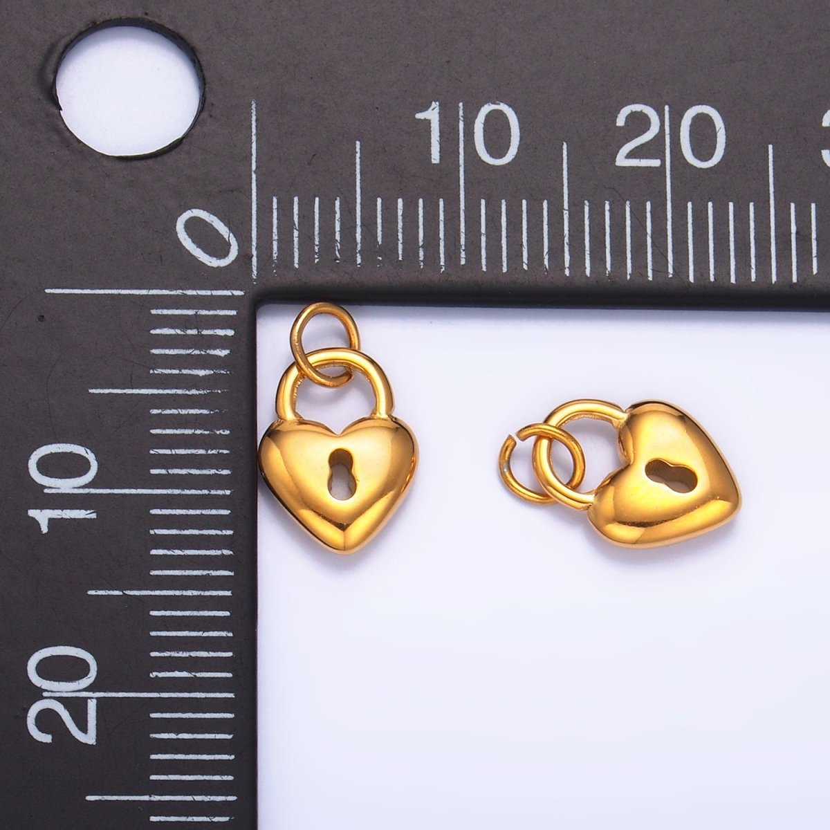 Stainless Steel 10.5mm Heart Key Padlock Charm | P1447