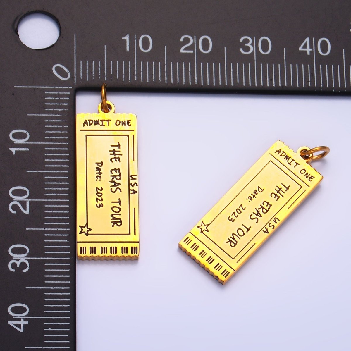 Stainless Steel 2023 "Eras" Script Engraved Admit Ticket Charm | P1268