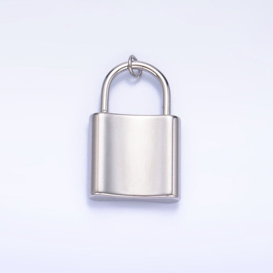Stainless Steel 24mm Key Padlock Minimalist Silver Charm | P952