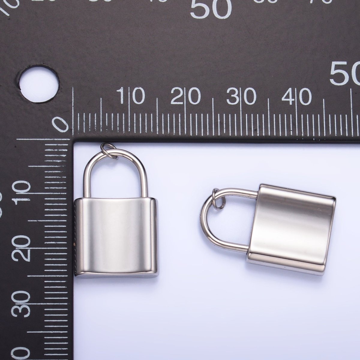 Stainless Steel 24mm Key Padlock Minimalist Silver Charm | P952