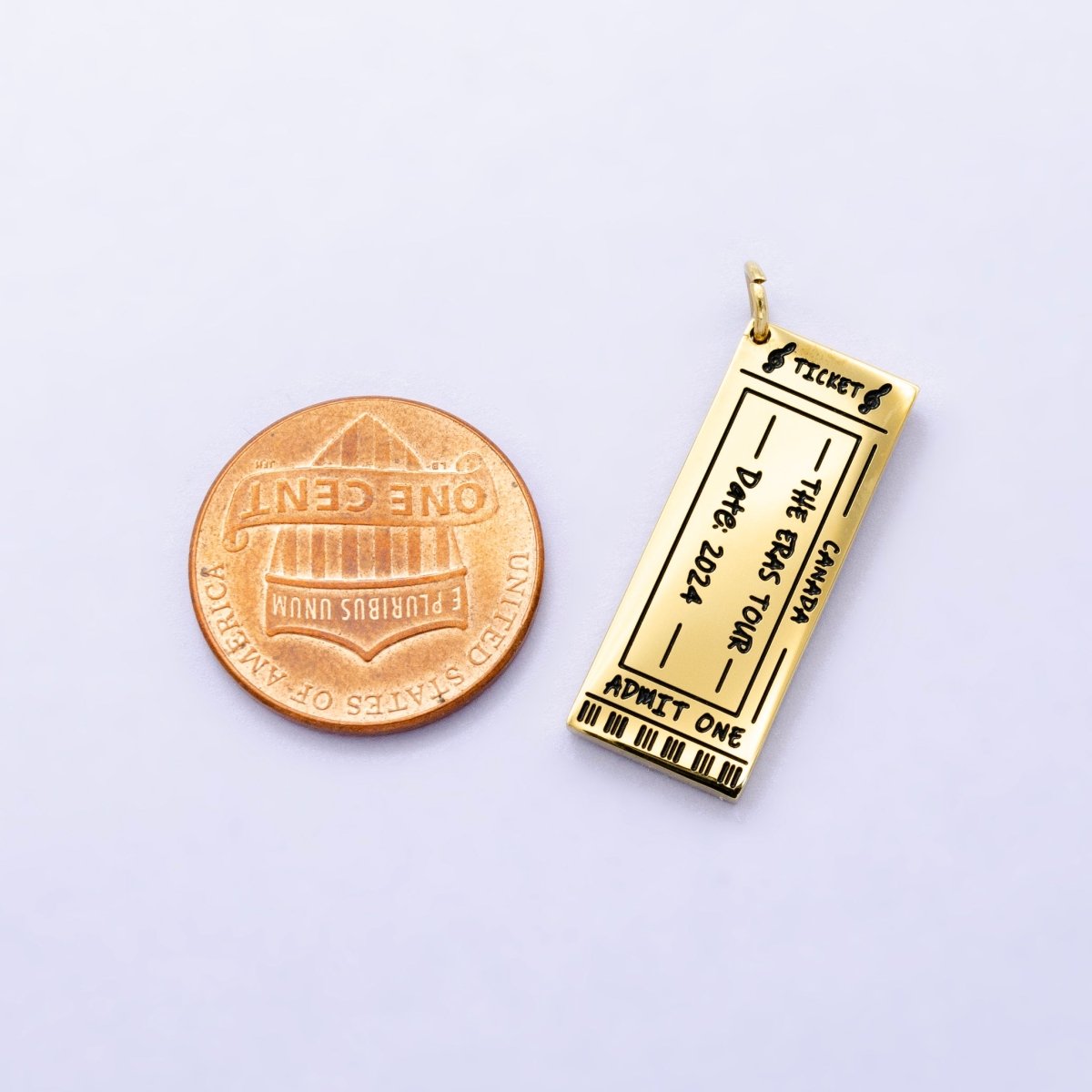 Stainless Steel Canada "ERAS" Script Engraved Concert Tour Ticket Admit Charm | P722