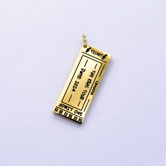 Stainless Steel Canada "ERAS" Script Engraved Concert Tour Ticket Admit Charm | P722