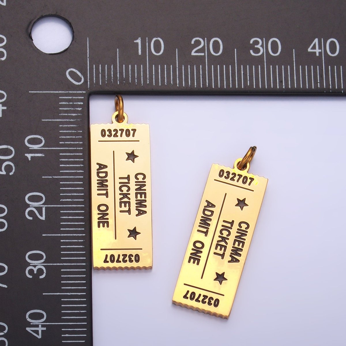 Stainless Steel "Theater Movie Cinema Ticket Admit One" Script Charm | P1264