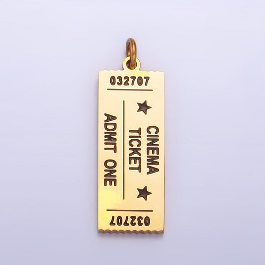Stainless Steel "Theater Movie Cinema Ticket Admit One" Script Charm | P1264