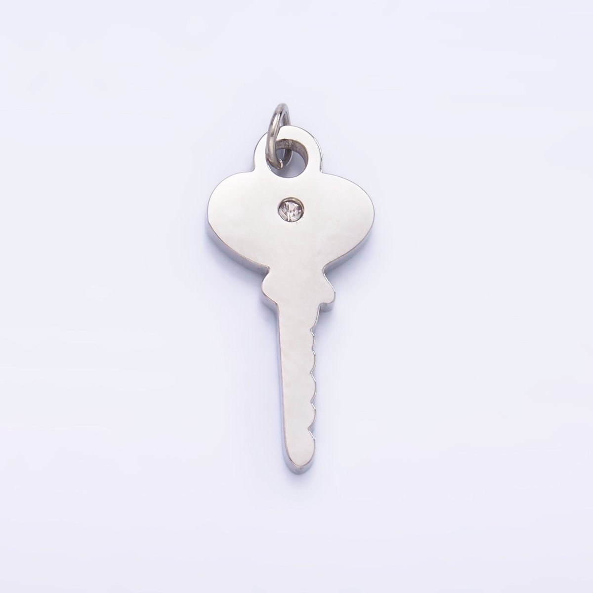 Stainless Steel Clear CZ Vintage Key Charm in Gold & Silver | P849