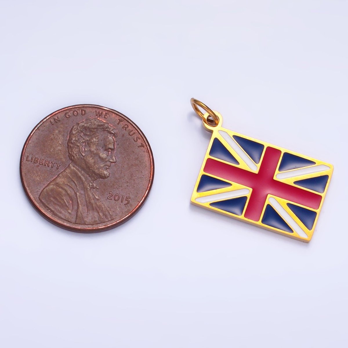 Stainless Steel Gold Union Jack England Flag Charm | P1440