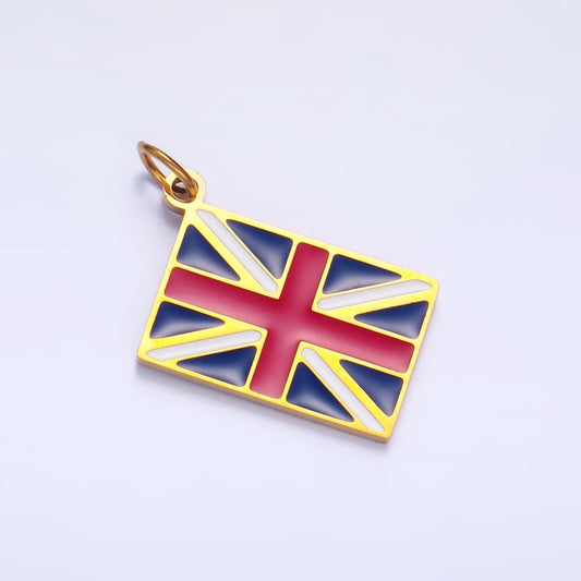 Stainless Steel Gold Union Jack England Flag Charm | P1440