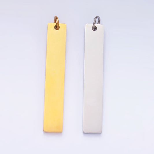 Stainless Steel Long Minimalist Geometric Rectangle Charm in Gold & Silver | P714