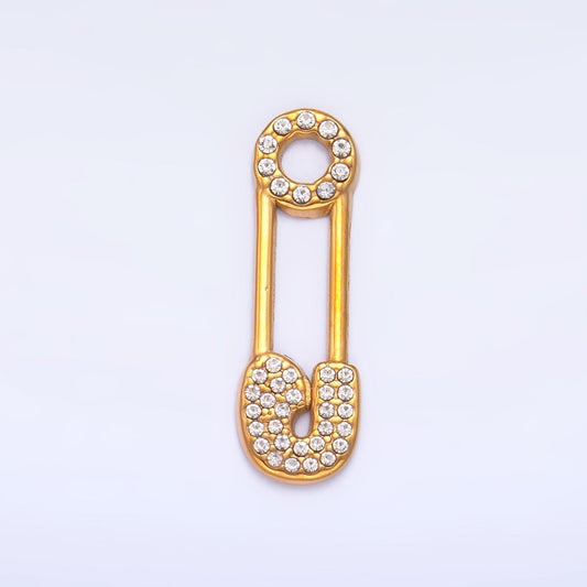 Stainless Steel Micro Paved CZ Safety Pin Charm | P1387