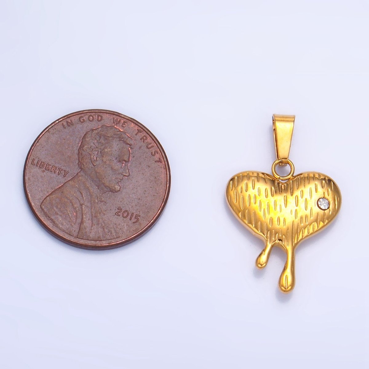 Stainless Steel Multidimensional CZ Lined Molten Drip Heart Pendant | P1522