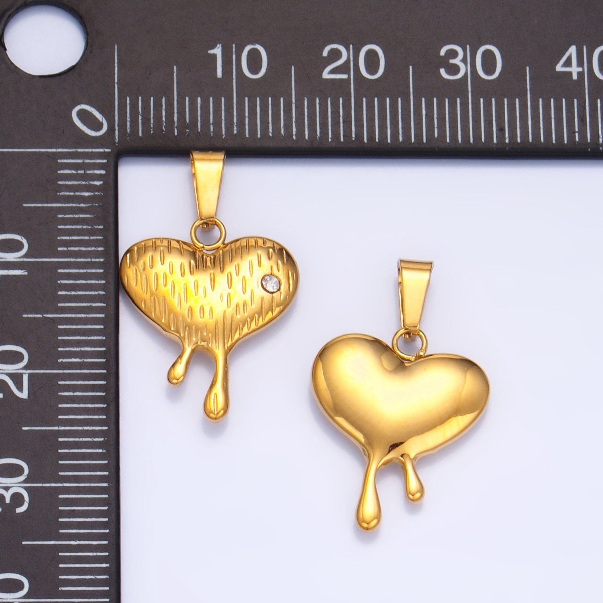 Stainless Steel Multidimensional CZ Lined Molten Drip Heart Pendant | P1522