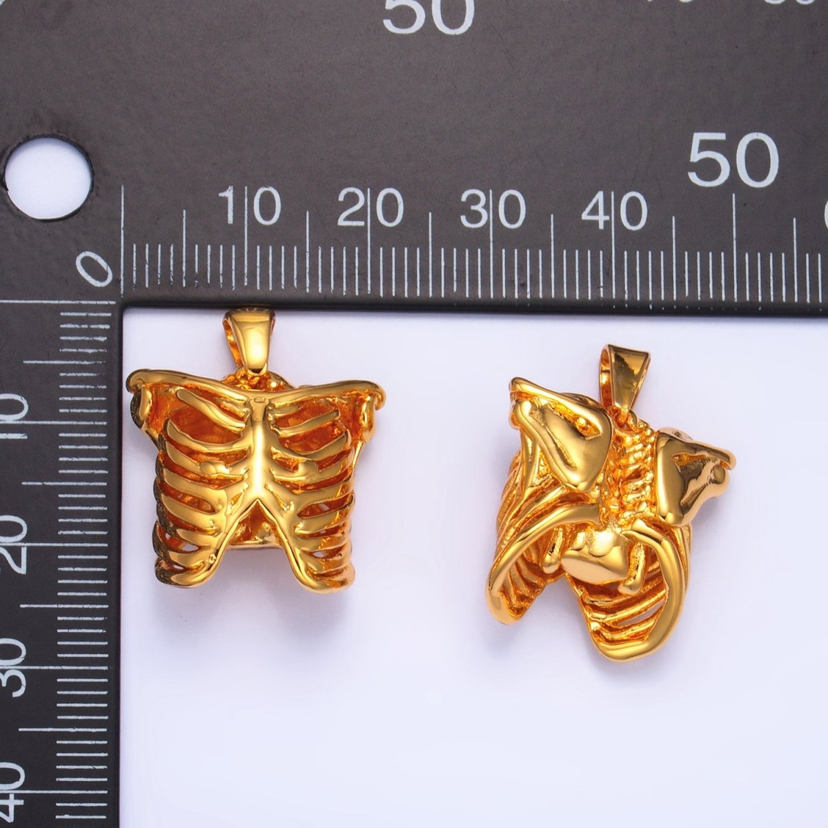 Stainless Steel Multidimensional Human Anatomy Skeleton Rib Pendant | P1509