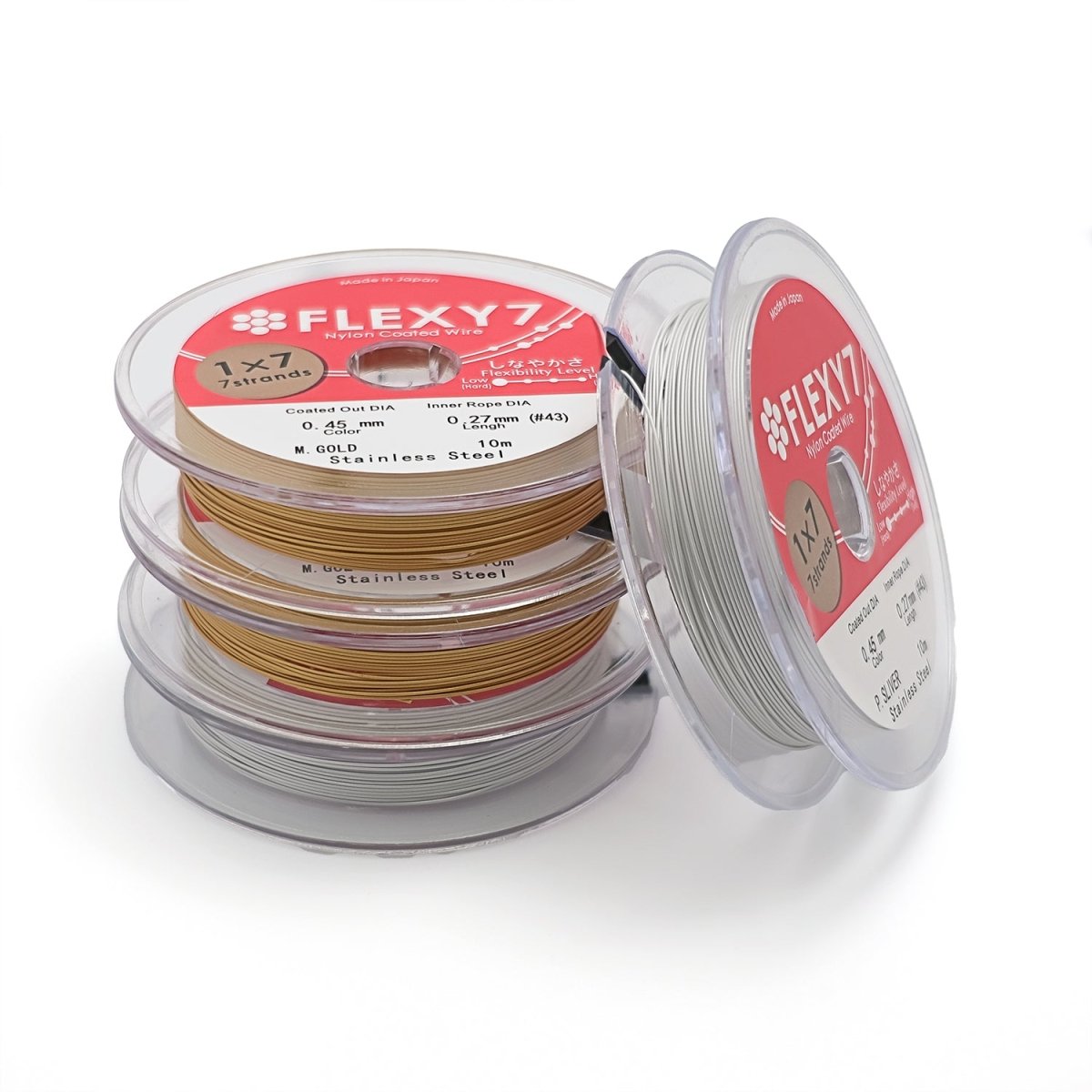 Stainless Steel Nylon Coated Flexible Wire Findings by 10 Meters in Gold & Silver | SP-014