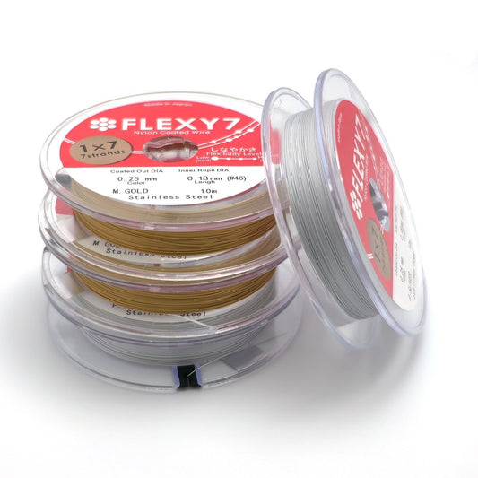 Stainless Steel Nylon Coated Flexible Wire Findings by 10 Meters in Gold & Silver | SP-014