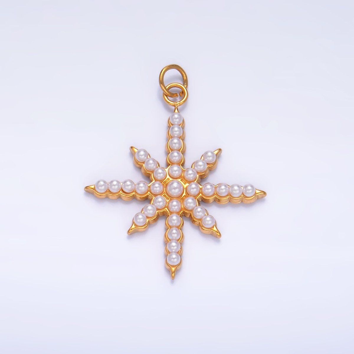 Stainless Steel Shell Pearl Celestial North Star Charm | P1449