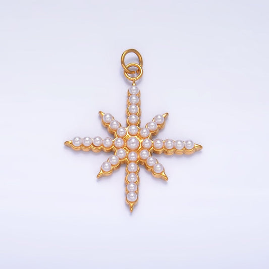 Stainless Steel Shell Pearl Celestial North Star Charm | P1449