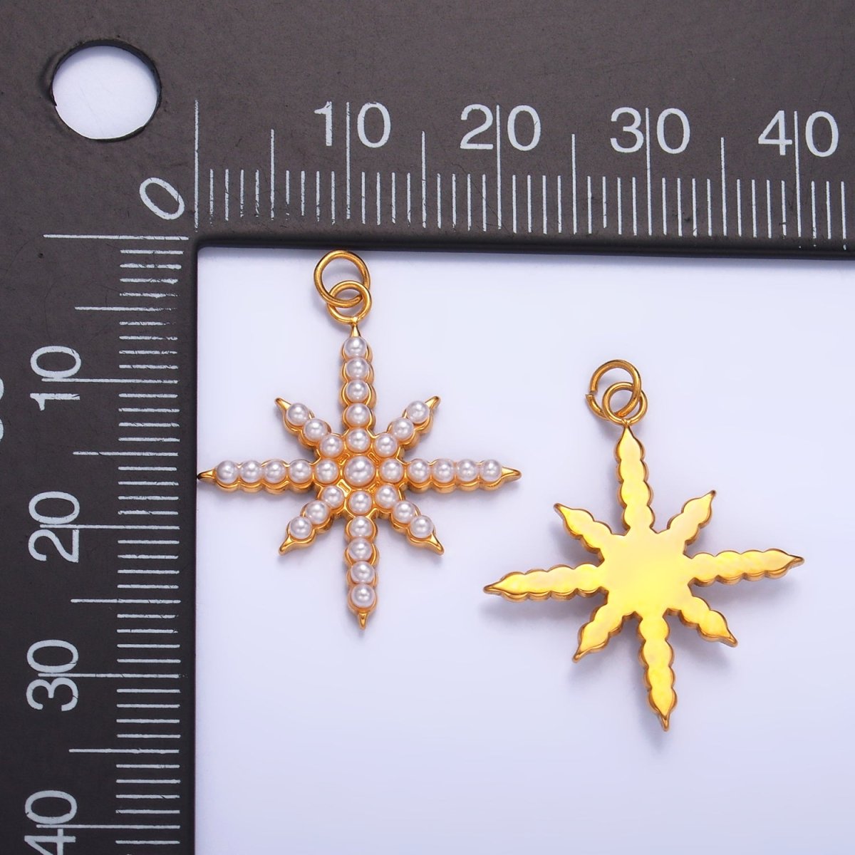 Stainless Steel Shell Pearl Celestial North Star Charm | P1449