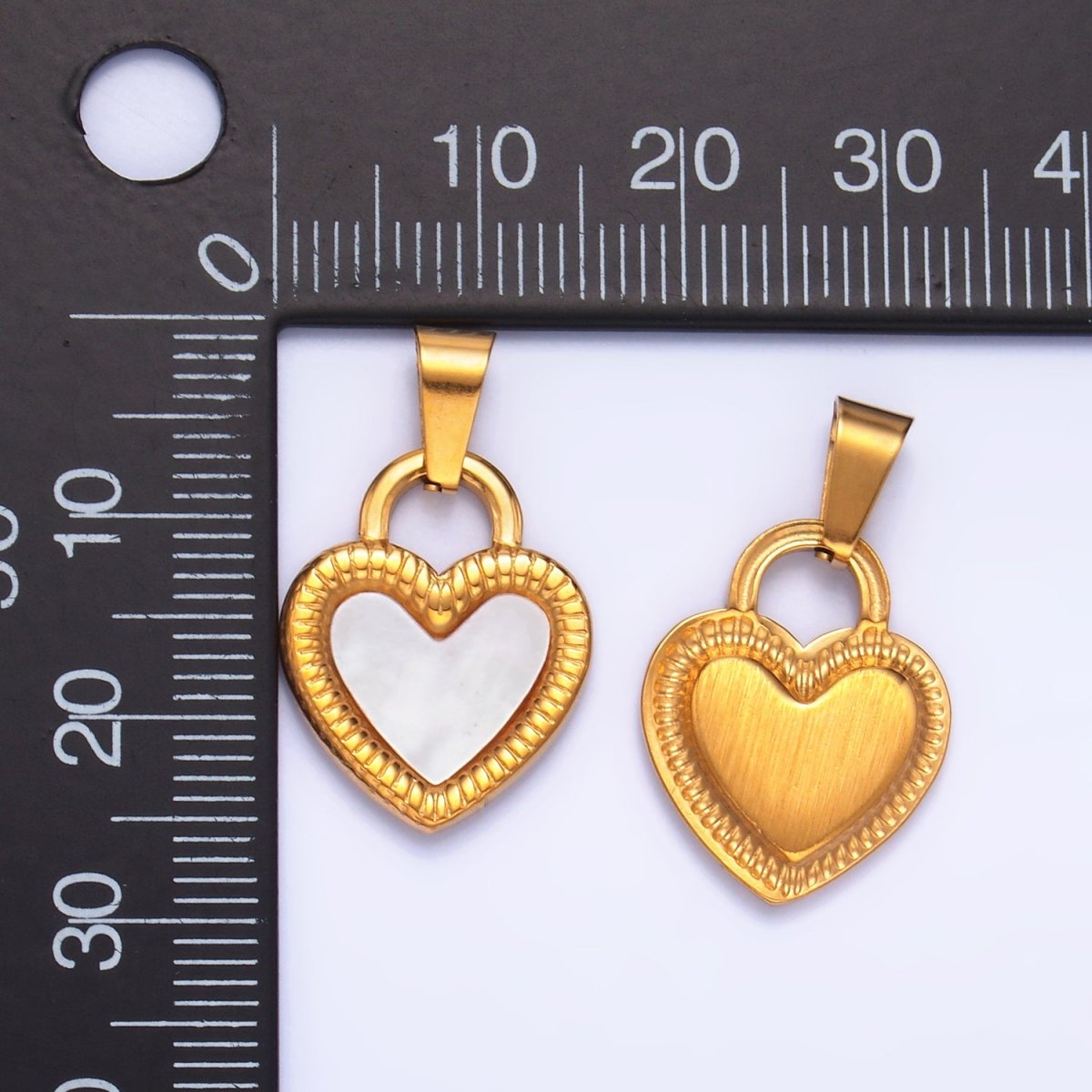 Stainless Steel Shell Pearl Heart Padlock Pendant | P1546