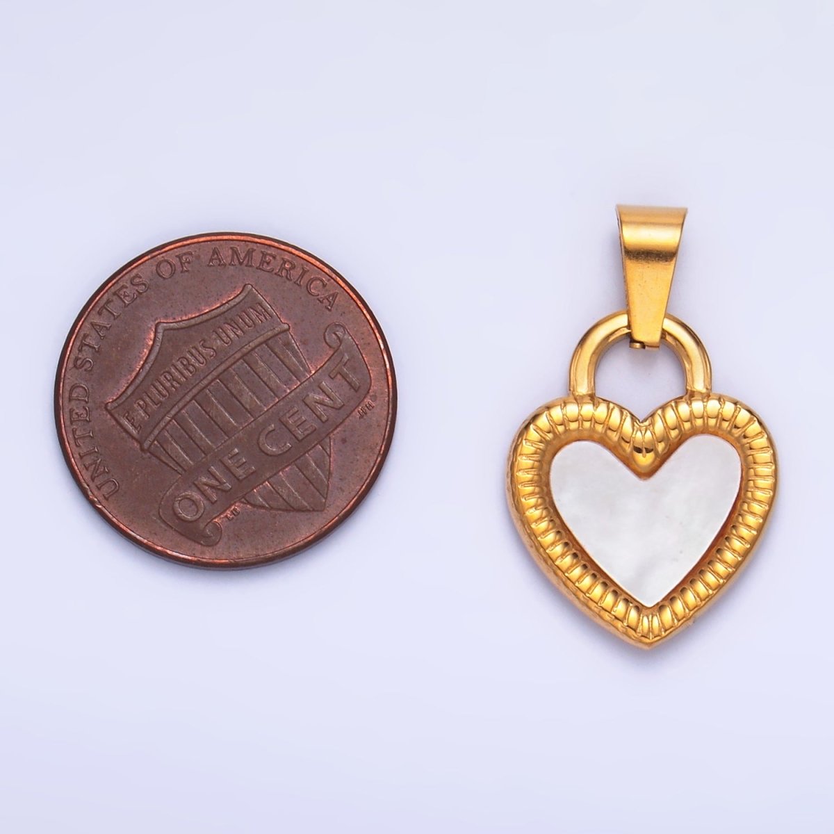Stainless Steel Shell Pearl Heart Padlock Pendant | P1546