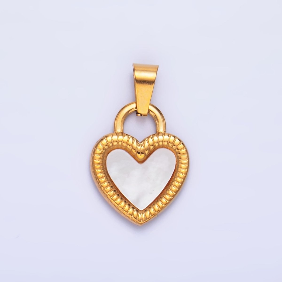 Stainless Steel Shell Pearl Heart Padlock Pendant | P1546