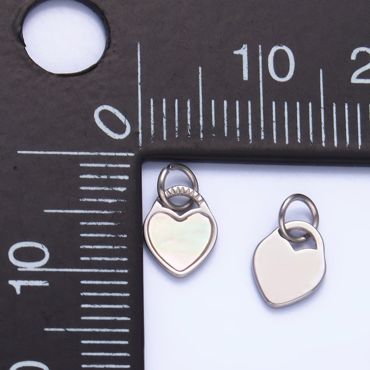 Stainless Steel Shell Pearl Heart Padlock Silver Charm | P644