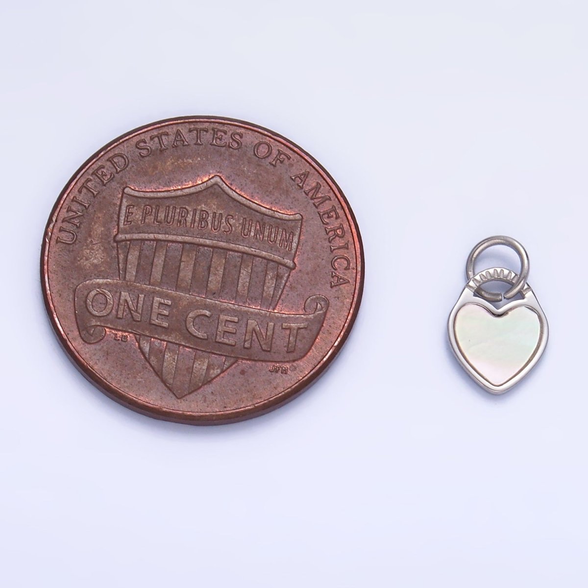 Stainless Steel Shell Pearl Heart Padlock Silver Charm | P644