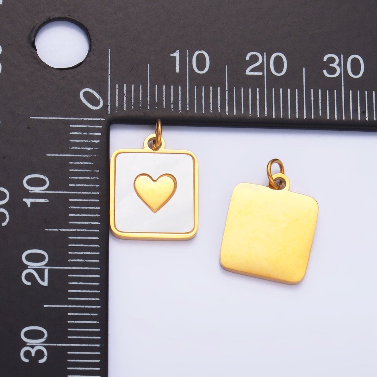 Stainless Steel Shell Pearl Heart Square Charm | P643