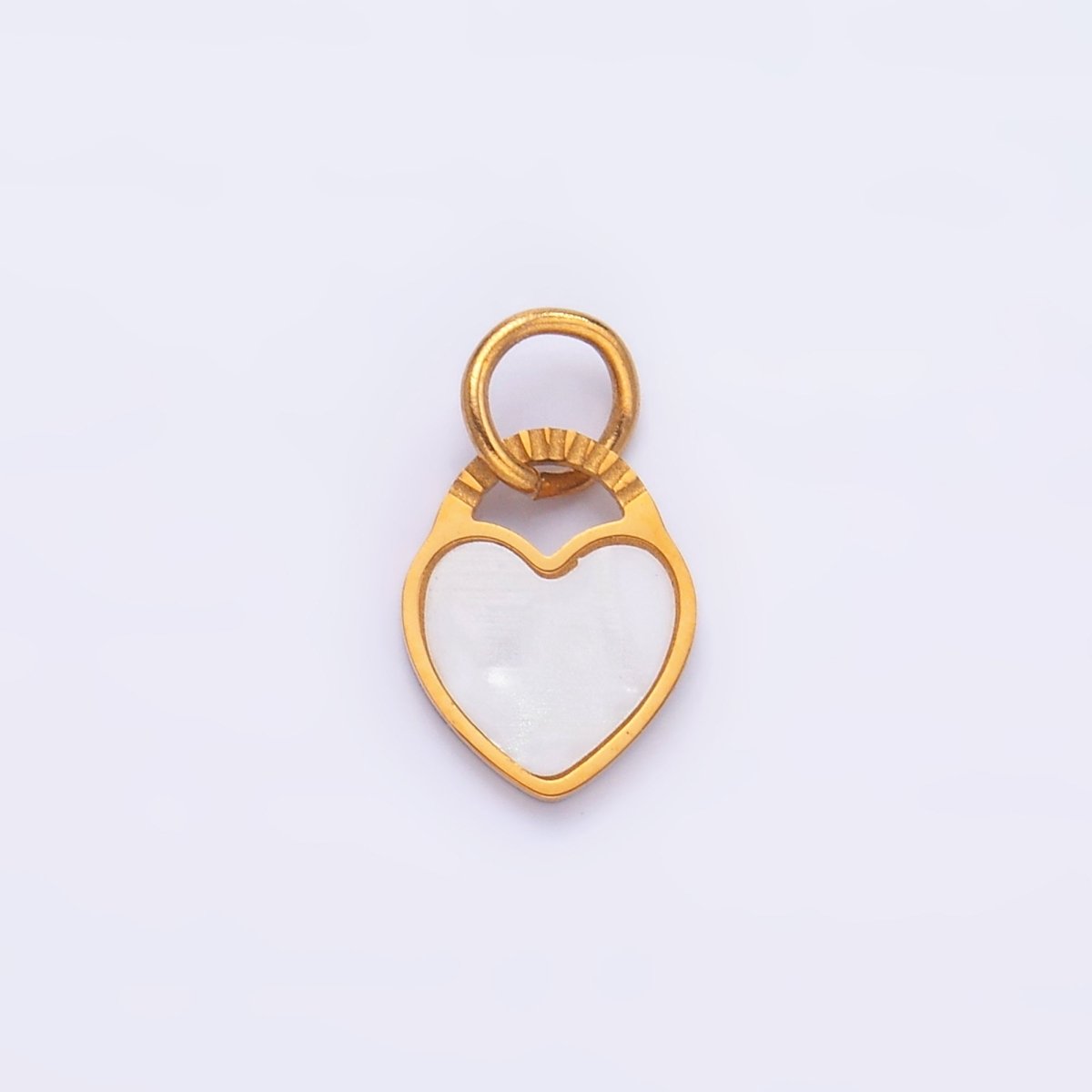 Stainless Steel White Enamel Heart Padlock Charm | P847