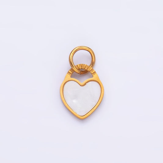 Stainless Steel White Enamel Heart Padlock Charm | P847