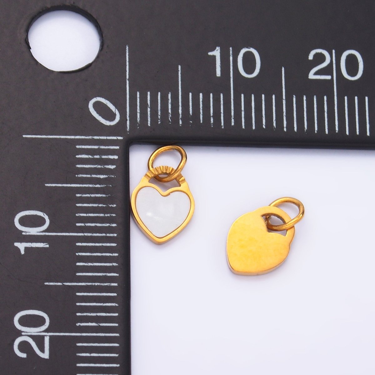 Stainless Steel White Enamel Heart Padlock Charm | P847