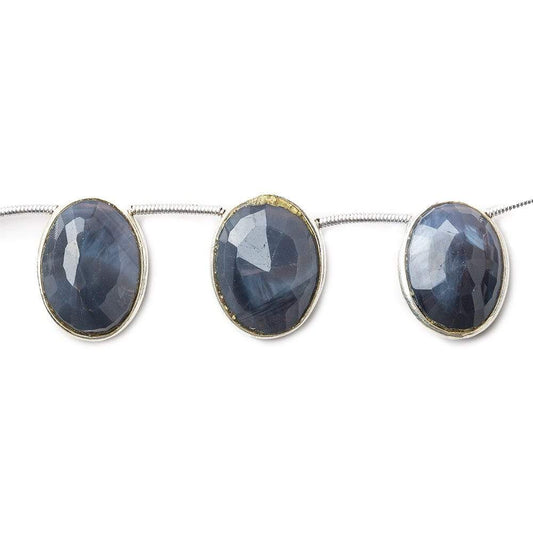 Sterling Silver Bezel Set Violet Scapolite Pavilion Faceted Oval Beads