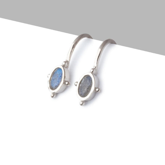 Sterling Silver Labradorite Oval Earring Set of 2 pieces