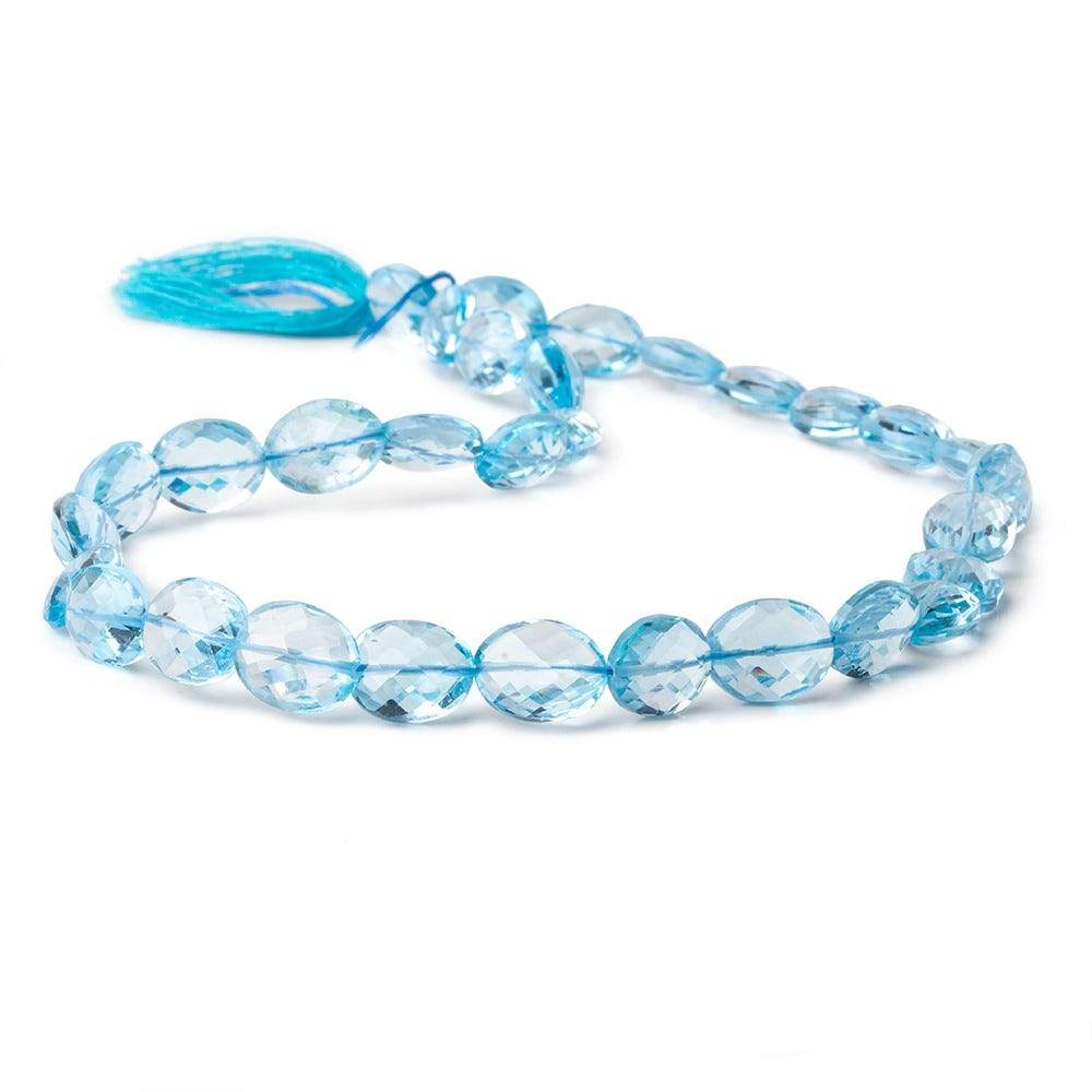 Swiss Blue Topaz faceted oval beads 14 inches 31 pieces 11x9-13x9mm  A