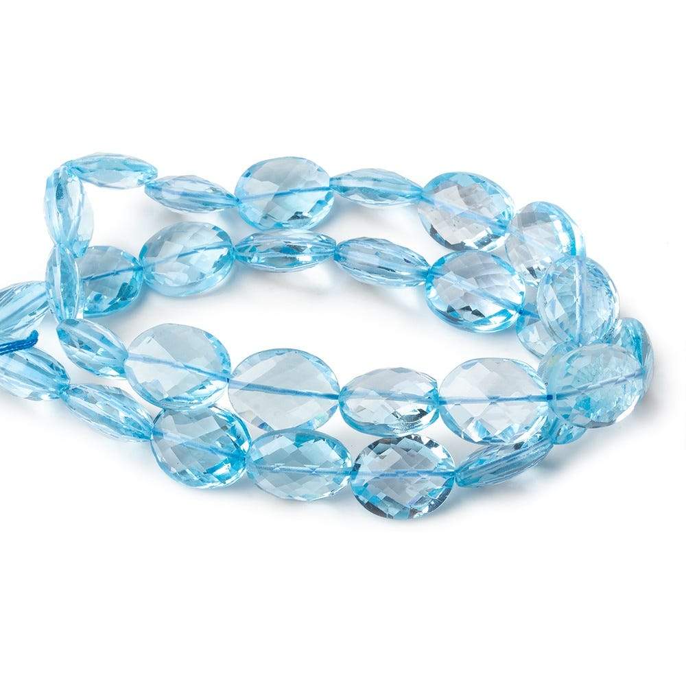 Swiss Blue Topaz faceted oval beads 14 inches 31 pieces 11x9-13x9mm  A