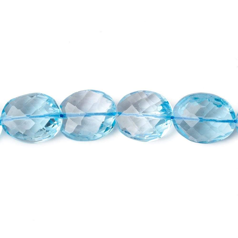 Swiss Blue Topaz faceted oval beads 14 inches 31 pieces 11x9-13x9mm  A