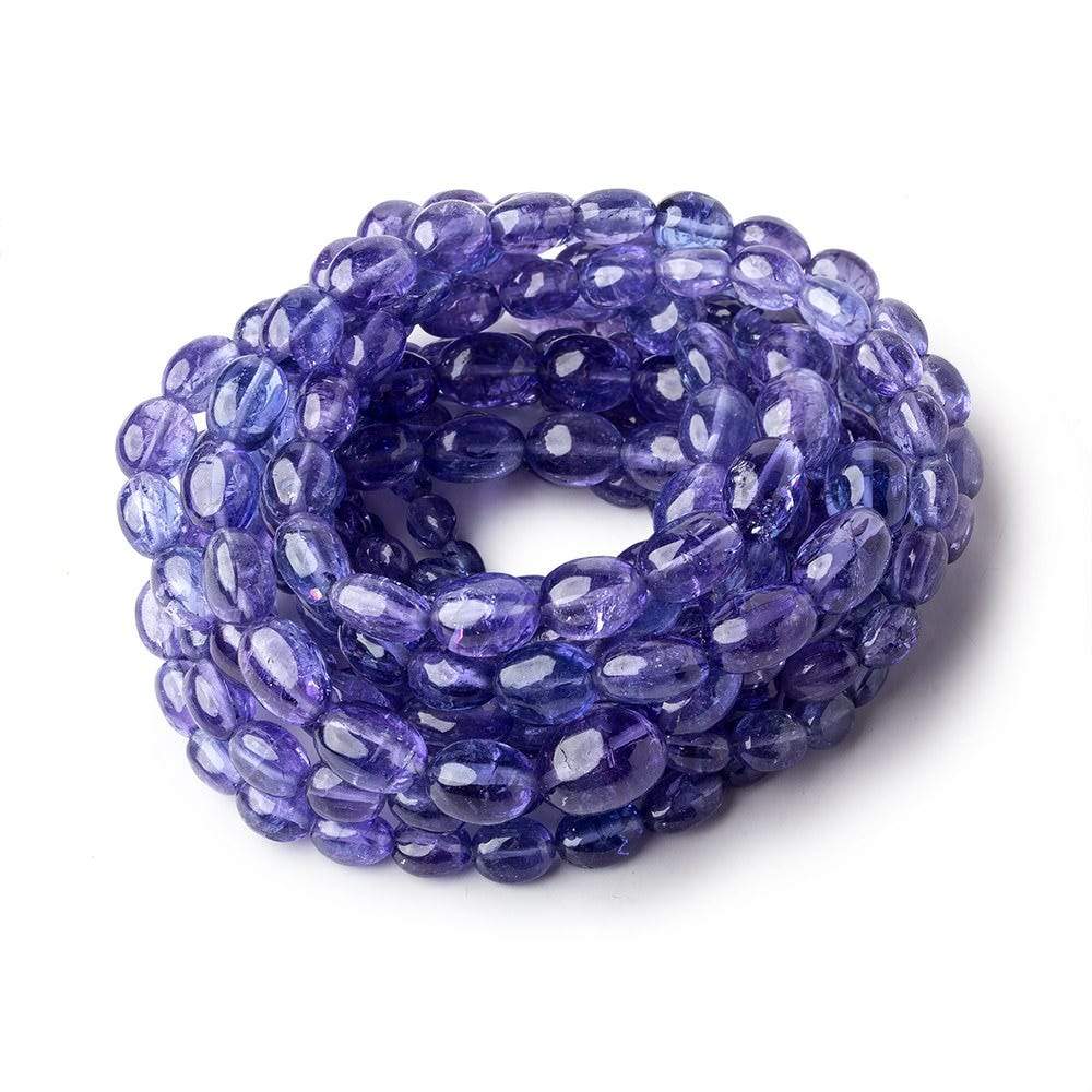 Tanzanite straight drilled plain ovals 5x4mm - 10x8mm 60 beads 18 inch