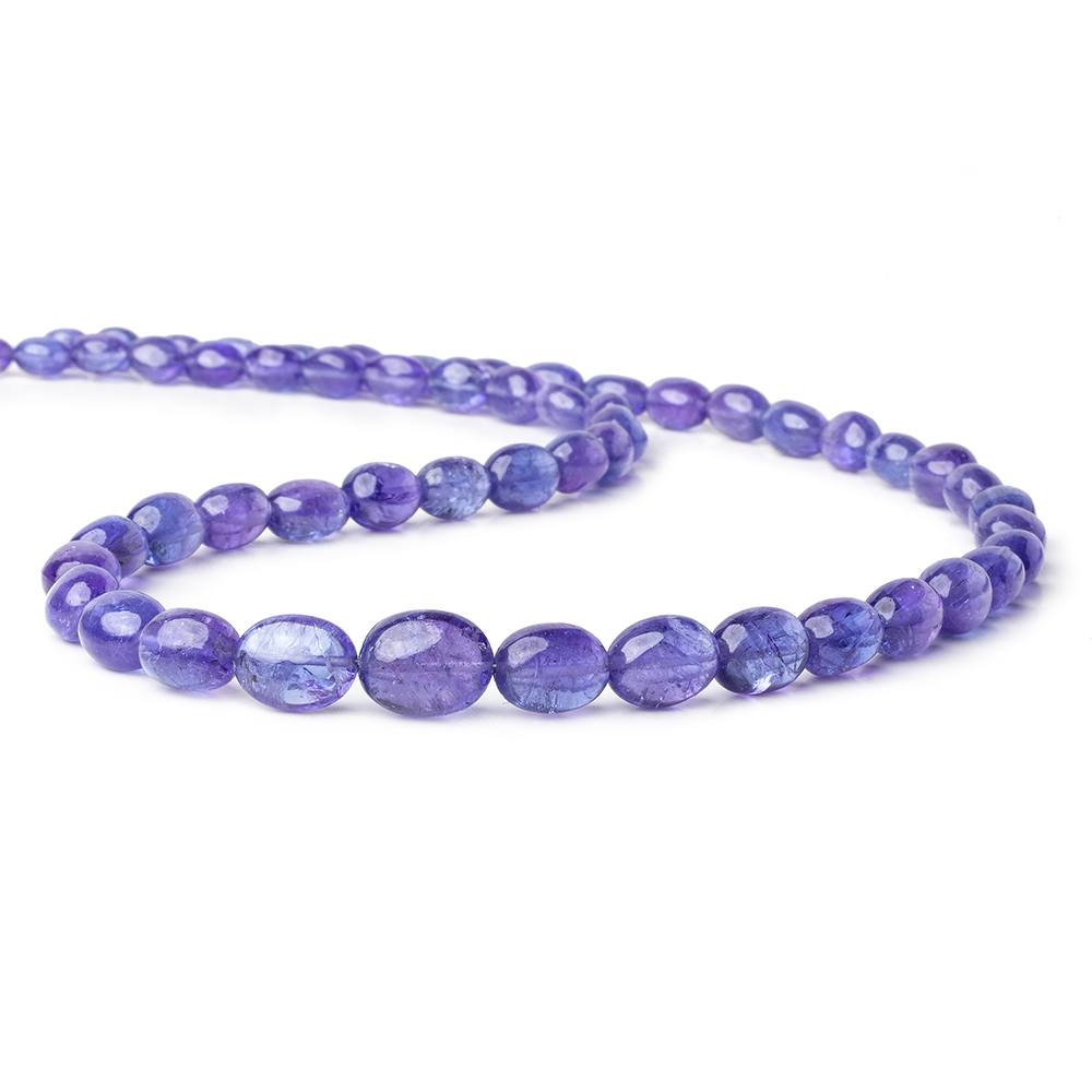 Tanzanite straight drilled plain ovals 6x5mm - 10x9mm 55 beads 18 inch