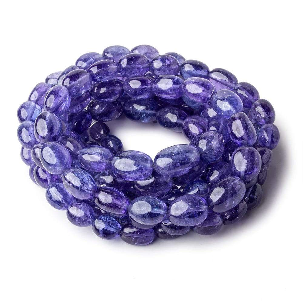 Tanzanite straight drilled plain ovals 6x5mm - 10x9mm 55 beads 18 inch