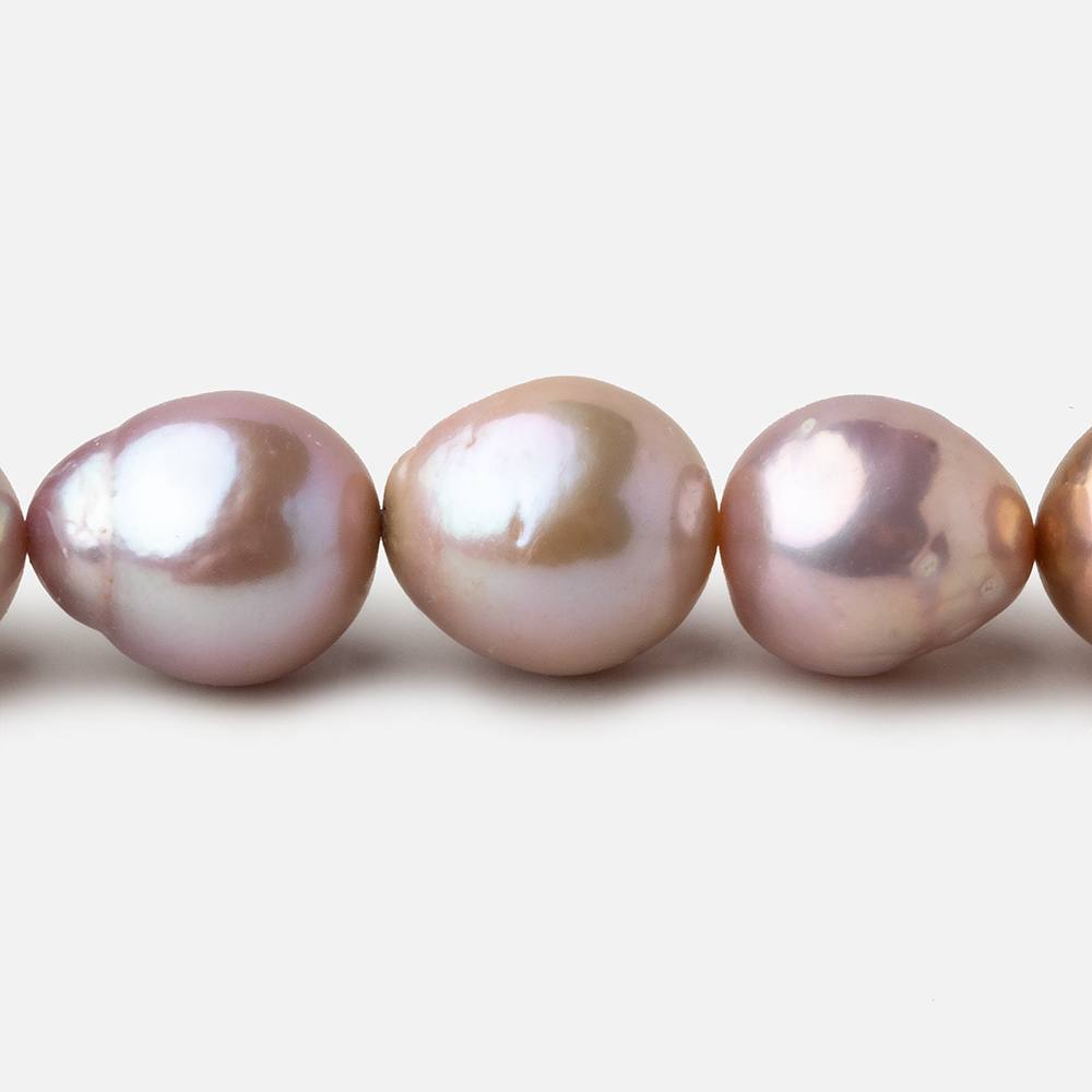 Tri Color Baroque straight drilled Freshwater Pearls 16 inch 11x10-12x14mm