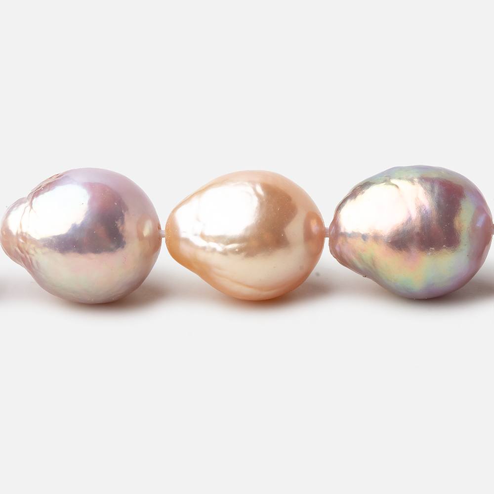 Tri Color Baroque Straight Drilled Freshwater Pearls 17 inch 26 pearls 12x11mm - 12x14mm A