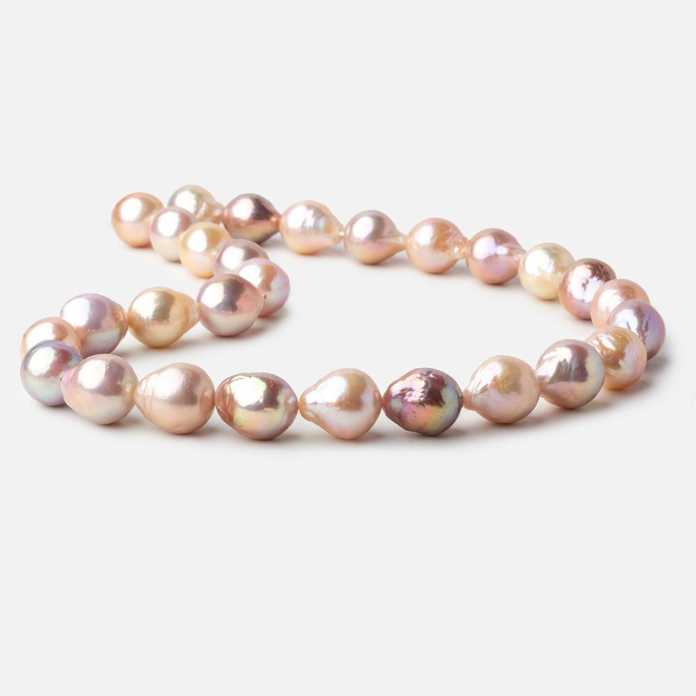 Tri Color Baroque Straight Drilled Freshwater Pearls 17 inch 26 pearls 12x11mm - 12x14mm A