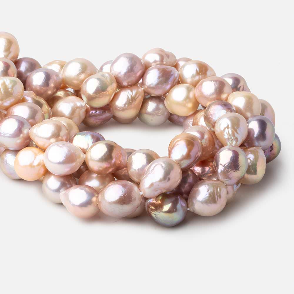 Tri Color Baroque Straight Drilled Freshwater Pearls 17 inch 26 pearls 12x11mm - 12x14mm A