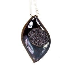 Vamp Purple Drusy Focal Bead Free Shape, Metallic Shimmer