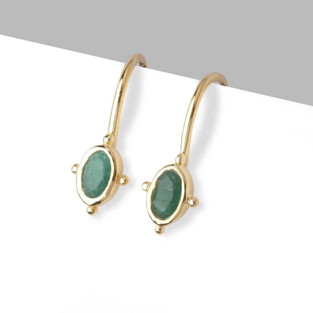 Vermeil Emerald Oval Earring Set of 2 pieces