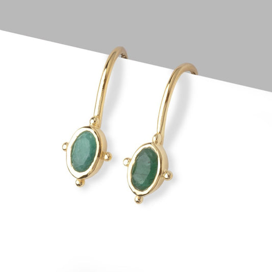 Vermeil Emerald Oval Earring Set of 2 pieces